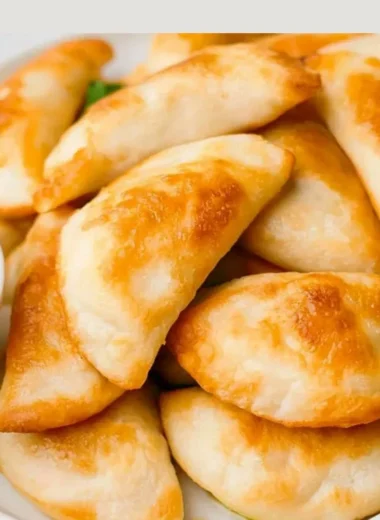 Crispy air fryer frozen pierogies served with sour cream and chives