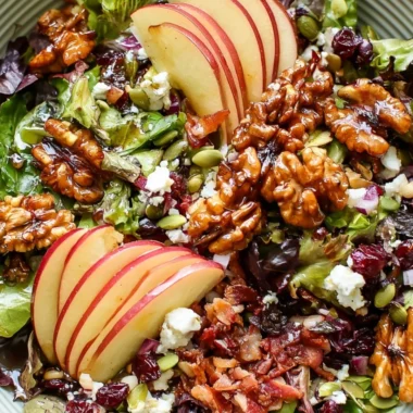 A vibrant Apple Walnut Salad with fresh apples, walnuts, and a flavorful dressing.