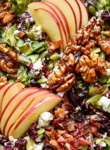 A vibrant Apple Walnut Salad with fresh apples, walnuts, and a flavorful dressing.