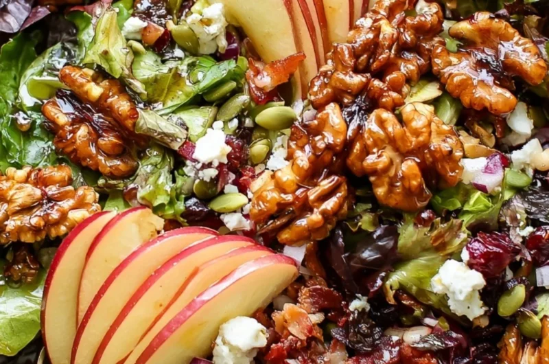 A vibrant Apple Walnut Salad with fresh apples, walnuts, and a flavorful dressing.