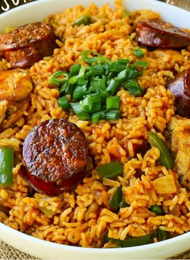 Delicious bowl of Authentic New Orleans Creole Jambalaya with shrimp and spices