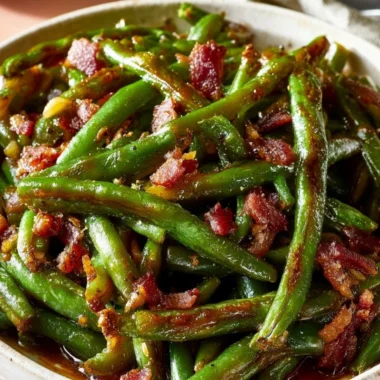 Delicious crack green beans dish featuring fresh, vibrant green beans.