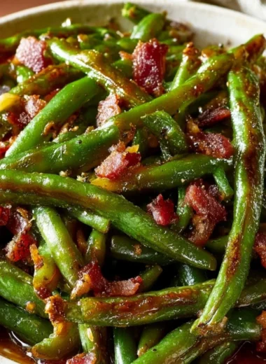 Delicious crack green beans dish featuring fresh, vibrant green beans.