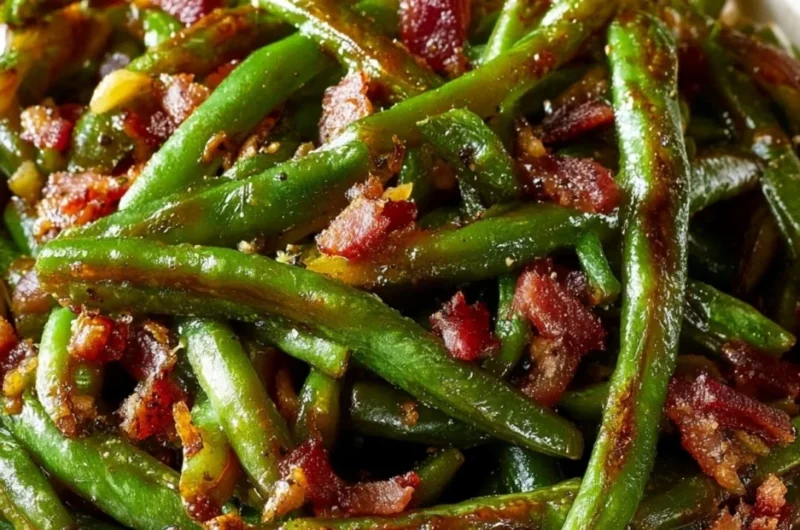 Delicious crack green beans dish featuring fresh, vibrant green beans.