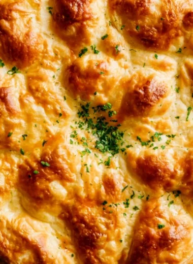 Delicious Dutch Oven Chicken Pot Pie served with a golden crust