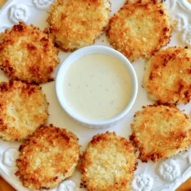 Plate of easy homemade chicken nuggets with dipping sauce
