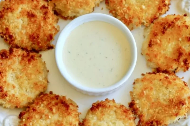 Plate of easy homemade chicken nuggets with dipping sauce