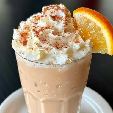 A cup of orange cinnamon milk tea with vibrant colors and spices.