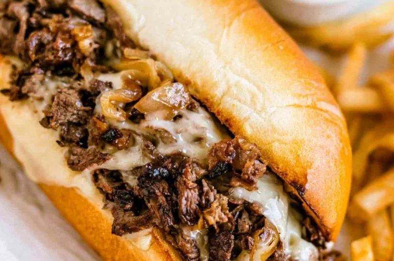 Delicious Philly Cheesesteak sandwich with melted cheese and tender beef