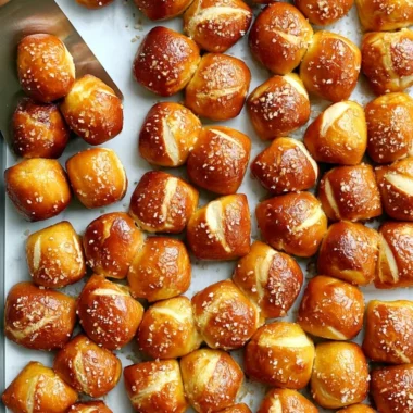 Delicious homemade pretzel bites served with mustard dipping sauce