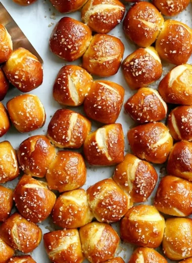 Delicious homemade pretzel bites served with mustard dipping sauce