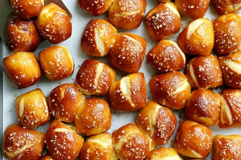 Delicious homemade pretzel bites served with mustard dipping sauce