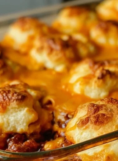 Sloppy Joes Biscuits served on a plate, showcasing the tasty, hearty filling.
