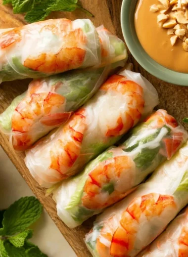Traditional Vietnamese fresh spring rolls (Goi Cuon) with vibrant ingredients
